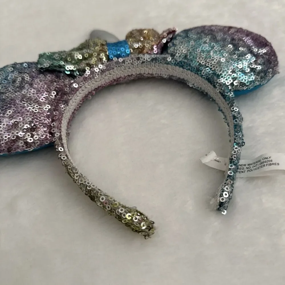 Official Disney Minnie Mouse Ears Sequins Pastel Rainbow‎ Unicorn Bow Headband